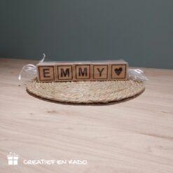 houten naamblokken mini, Benthe mint groen