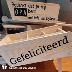 houten bier kruiwagen bedankt tekst