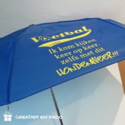 paraplu voetbalmoeder of voetbalvader, paraplu blauw hondenweer, paraplu voetbal ouder