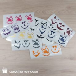 diy stickers halloween gezichtjes, diy halloween, theelichtjes halloween
