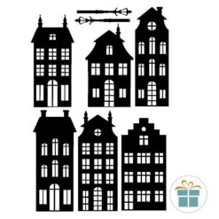 raamsticker huisjes, thema straatje