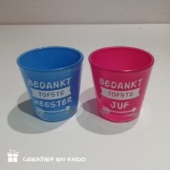 theelichtje meester blauw en theelichtje juf roze