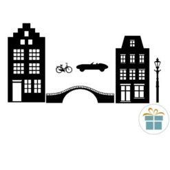 raamsticker huisjes extra, thema straatje