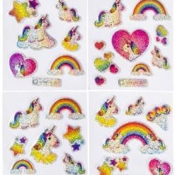 eenhoorn stickers glitter, unicorn stickers, eenhoorn traktatie, unicorn uitdeelkadootjes, meisjes traktatie