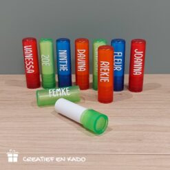 lippenbalsem met naam, traktatie met naam, traktatie meisjes