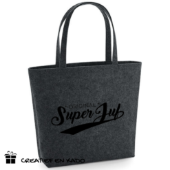 vilten shopper original superjuf, kado juf, vilten tas juf