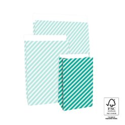 blokbodem zakje stripes diagonal turquoise blue, kadozakje, inpakken