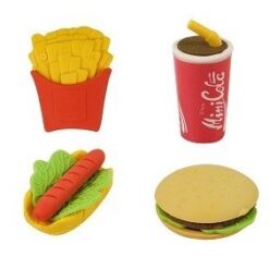 fastfood gum, traktatie bovenbouw, trakteren, uitdeelkadootjes, cola gum, hamburger gum, patat gum