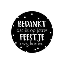kadosticker bedankt dat ik op jouw feestje mag komen. sluitsticker feestje, inpakken