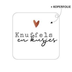 kadosticker knuffels en kusjes, kadosticker vierkant, sluitsticker, inpakken valentijnsdag