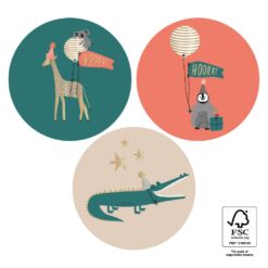 kadostickers party animals, sluitstickers feestvierende dieren, inpakken