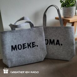 vilten shopper naam, vilten shopper moeke, vilten shopper mama, vilten shopper oma, vilten tas grijs