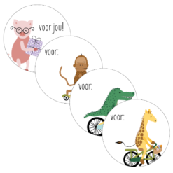 kadostickers party animals AZ, sluitstickers, inpakken
