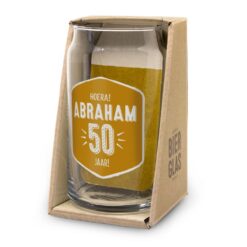 bierglas abraham 50 jaar, bierglas verjaardag man, kado man, kado abraham