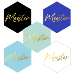 kadostickers meester 6-hoek, sluitstickers meester, inpakken
